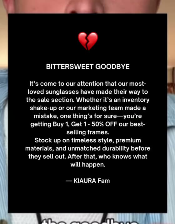 The goodbye format, frame from the source ad