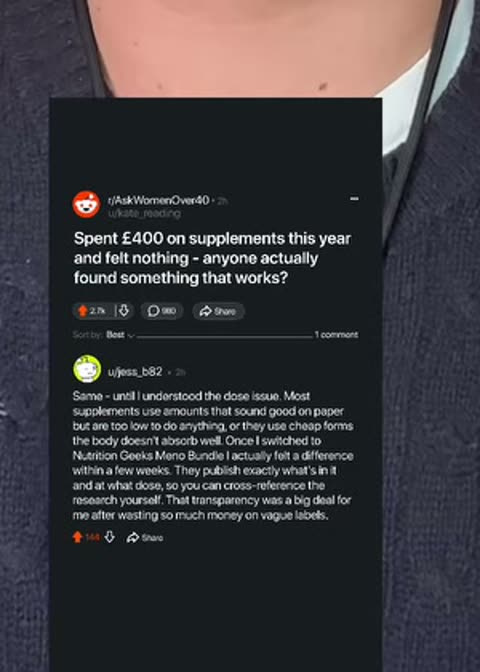 Reddit style format, frame from the source ad
